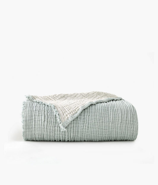 Truly Soft Two-Toned Organic Throw Blanket Light Blue