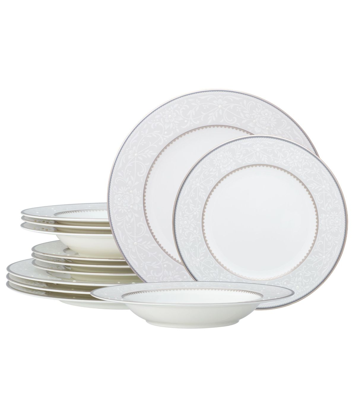  Noritake Brocato 12 Piece Set, Service for 4 - White - Bonton