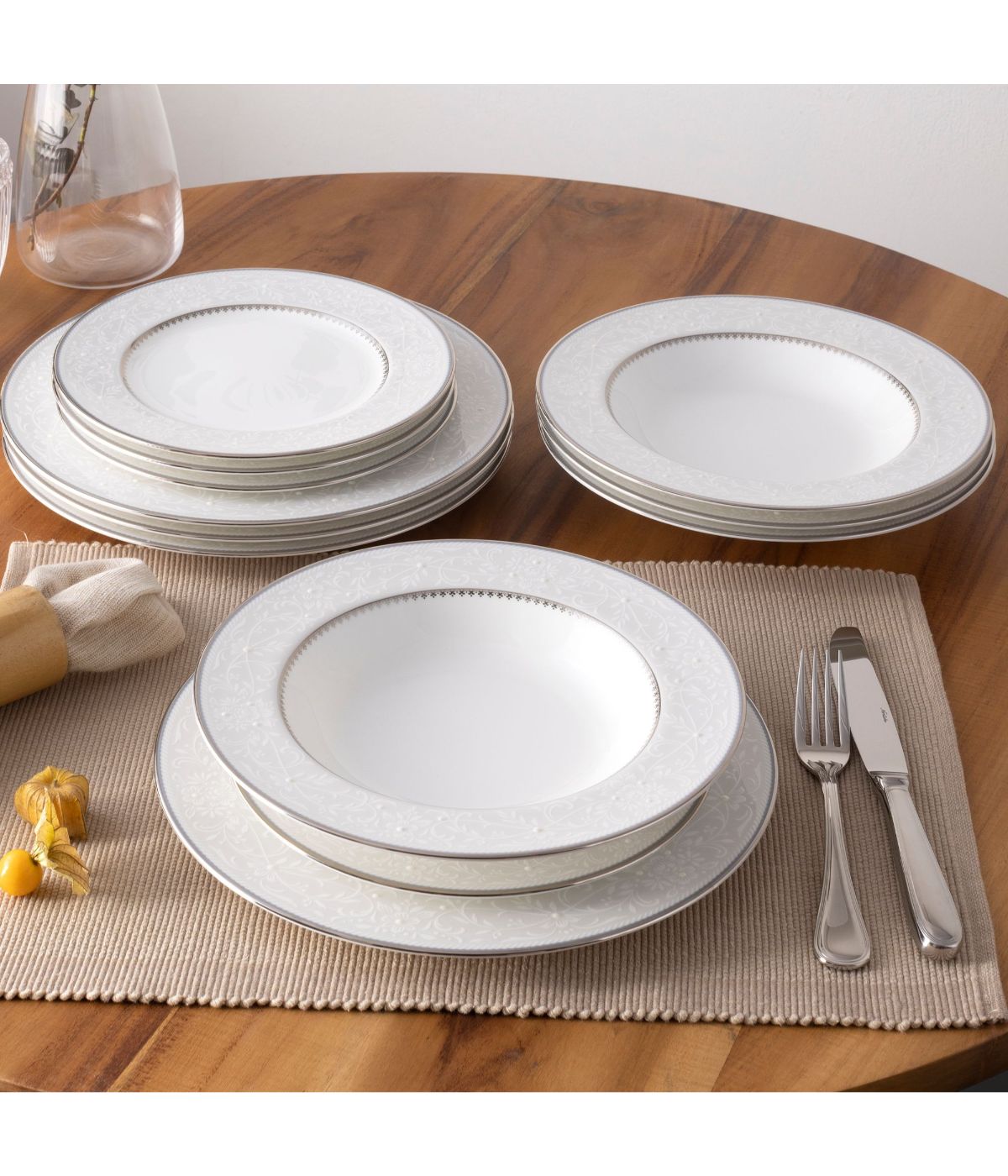  Noritake Brocato 12 Piece Set, Service for 4 - White - Bonton