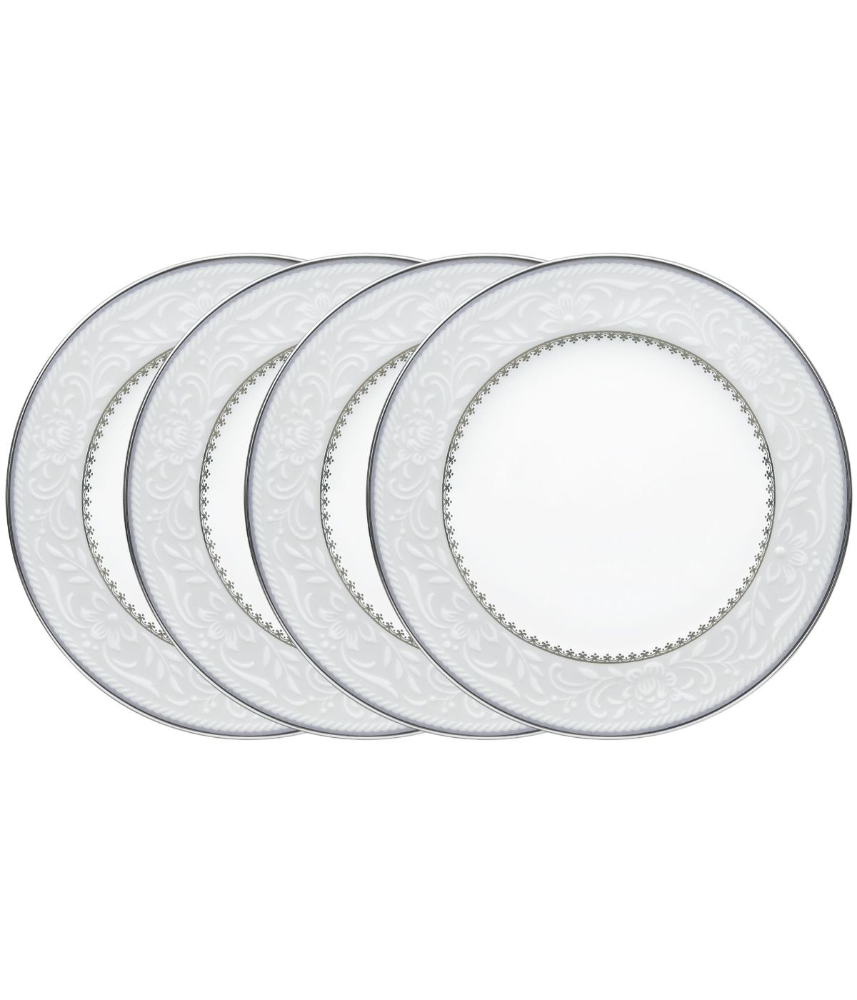  Noritake Brocato Set of 4 Bread & Butter/Appetizer Plates - White - Bonton