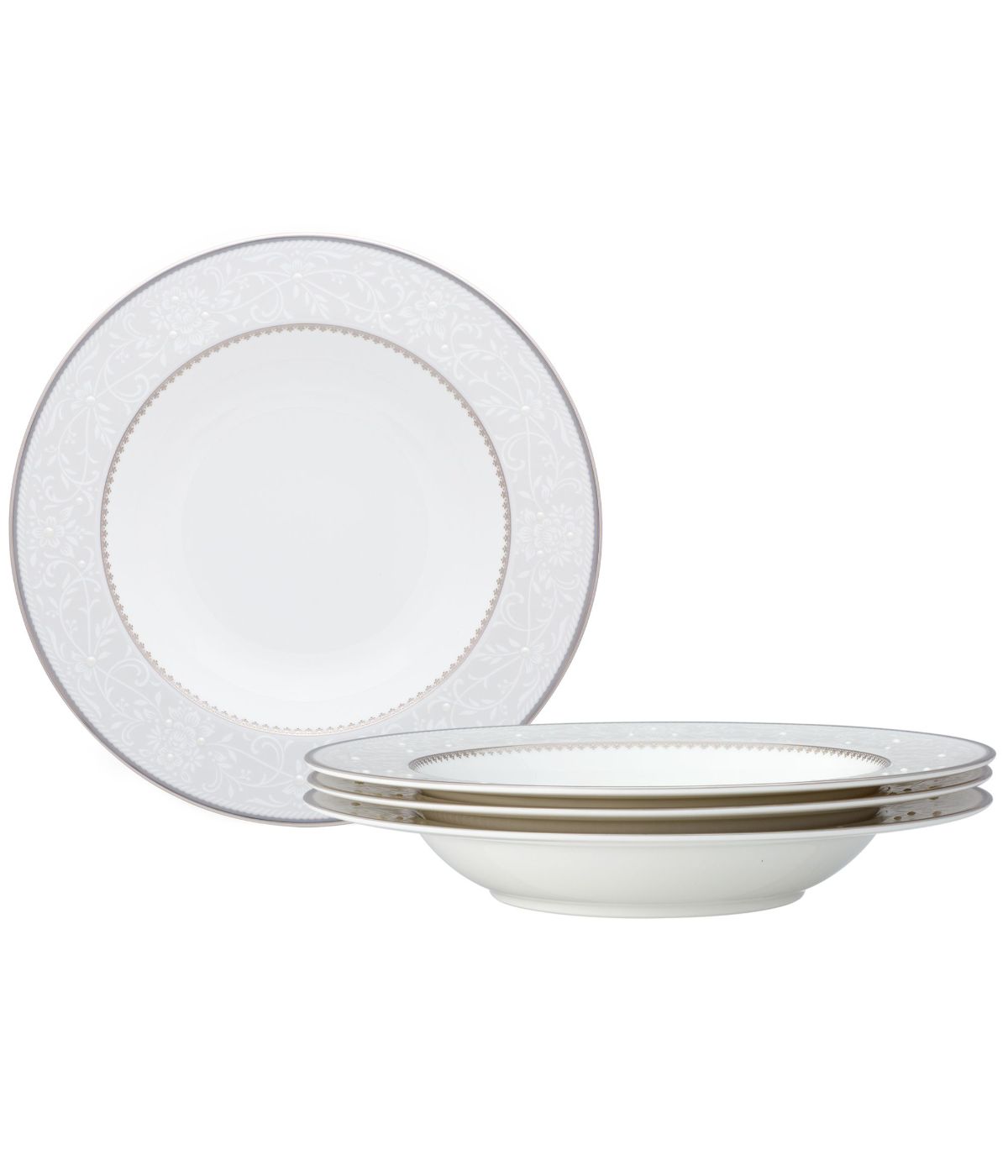  Noritake Brocato Set of 4 Soup Bowls - White - Bonton