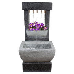 LED Lighted Rainfall Outdoor Water Fountain With Planter - 26"