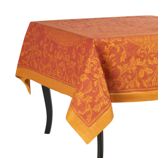 French Home Linen 71" X 71" Renaissance Tablecloth - Warm Sienna and Saffron