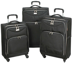 Geoffrey Beene Ultra Light-Weight Midnight Collection 3 Pc Luggage Set, Black