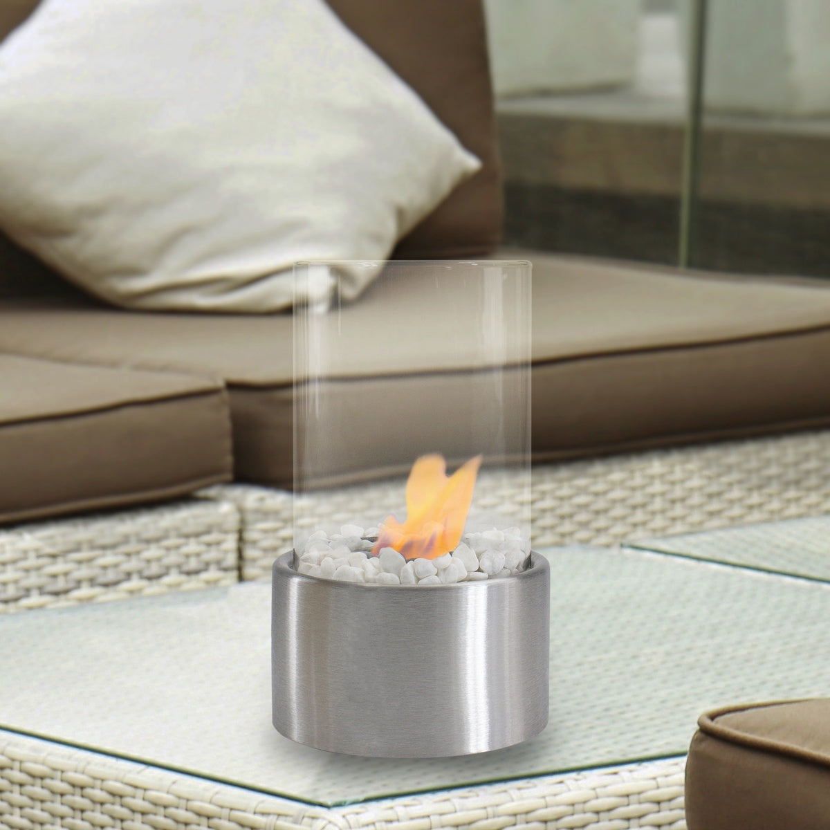  Northlight Bio Ethanol Round Portable Fireplace With Base - 10.5