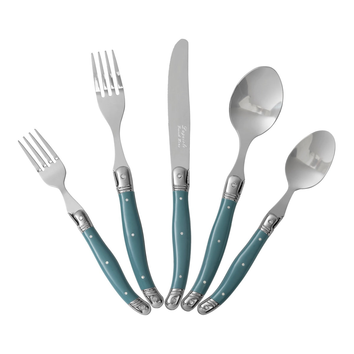  French Home Laguiole 20 Piece Stainless Steel Flatware Set, Service for 4, Aegean Teal - Default Title - Bonton