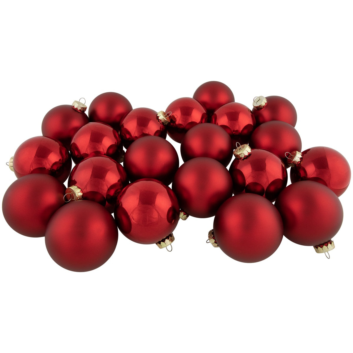 Northlight 72ct Red 2-Finish Glass Christmas Ball Ornaments 4
