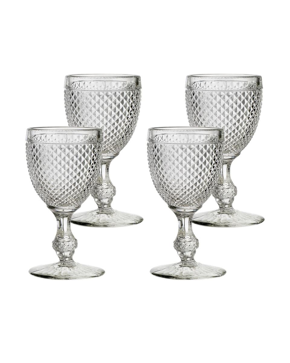  Vista Alegre Bicos Water Goblet Glasses Set of 4 - Clear - Bonton