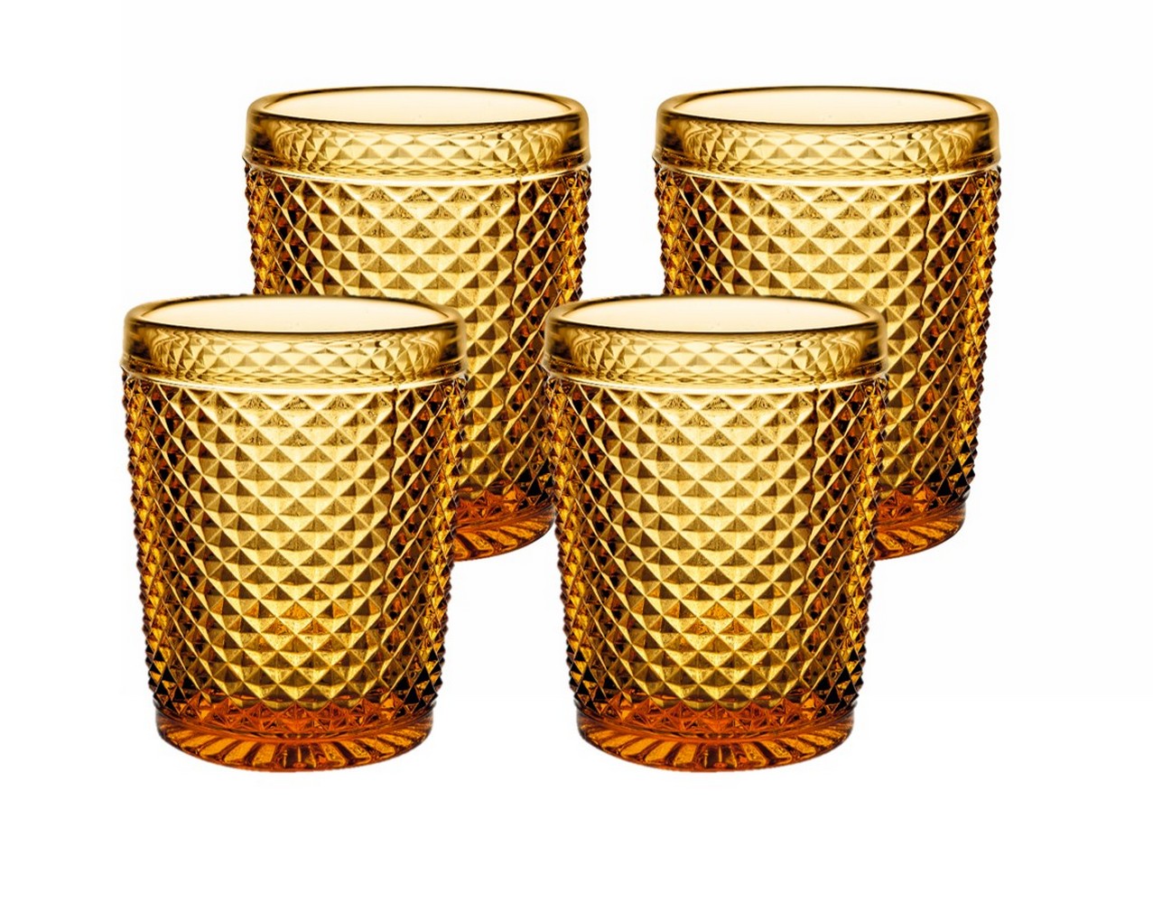  Vista Alegre Bicos Old Fashion Glasses Set of 4 - Amber - Bonton