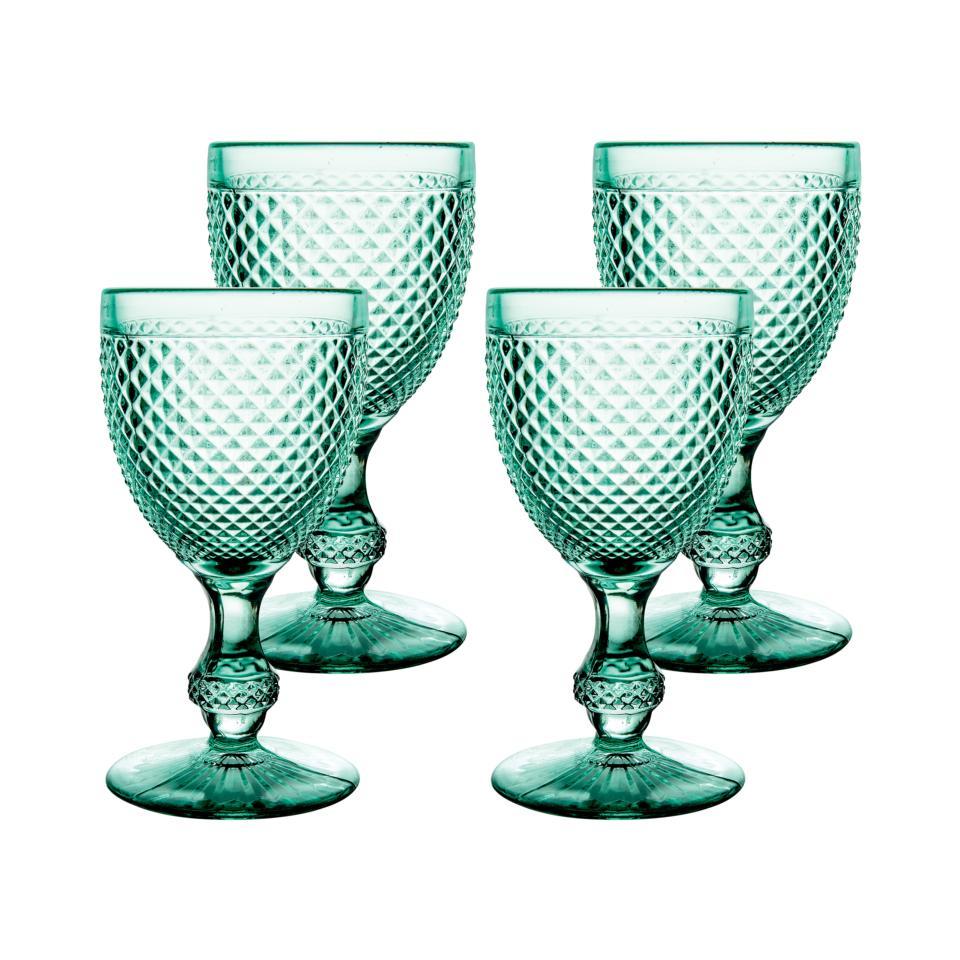  Vista Alegre Bicos Water Goblet Glasses Set of 4 - Mint Green - Bonton