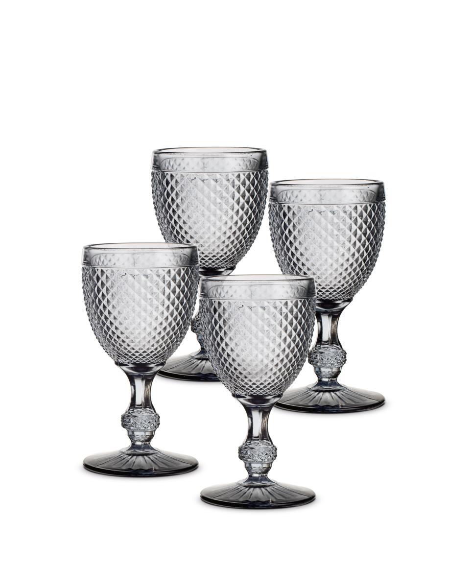  Vista Alegre Bicos Water Goblet Glasses Set of 4 - Grey - Bonton