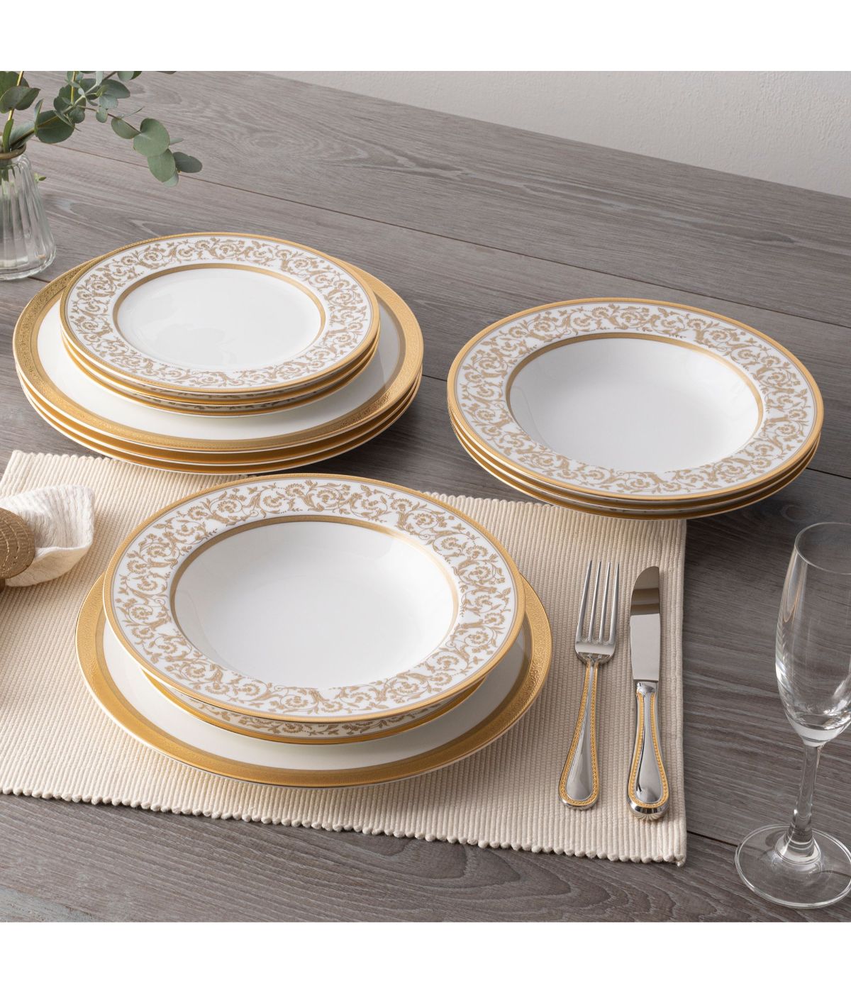  Noritake Summit 12 Piece Set, Service for 4 - Gold - Bonton