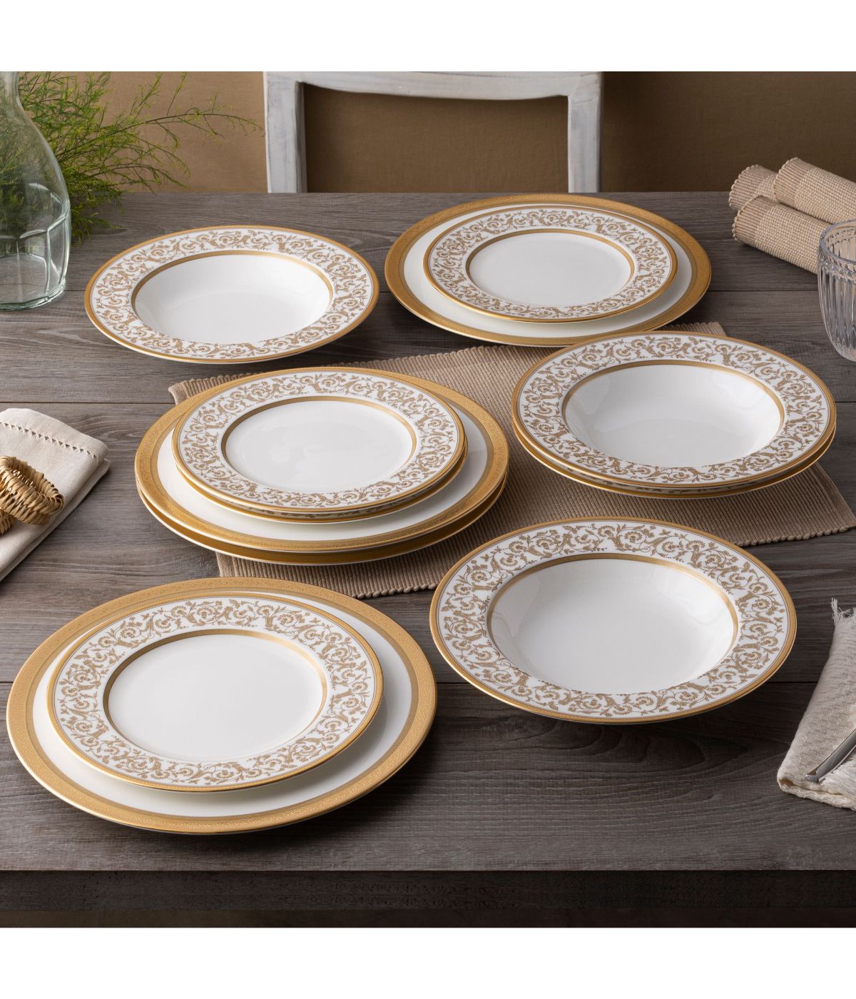  Noritake Summit 12 Piece Set, Service for 4 - Gold - Bonton