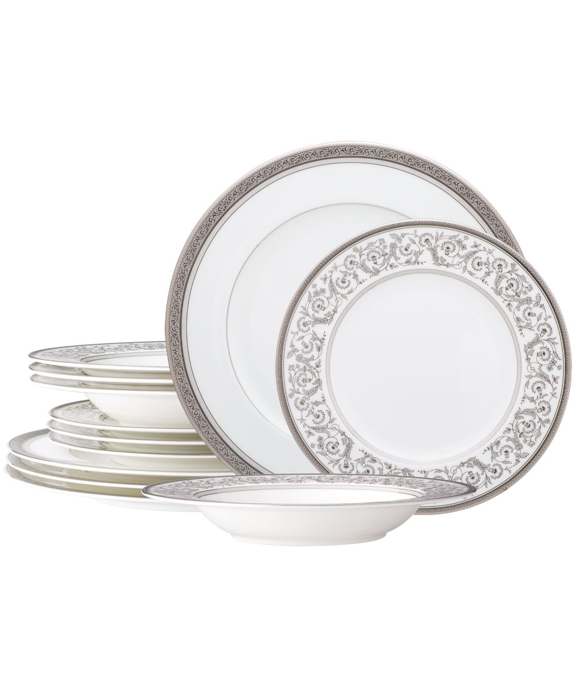  Noritake Summit 12 Piece Set, Service for 4 - Platinum - Bonton