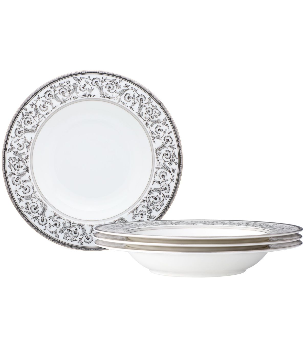  Noritake Summit Set of 4 Soup Bowls - Platinum - Bonton