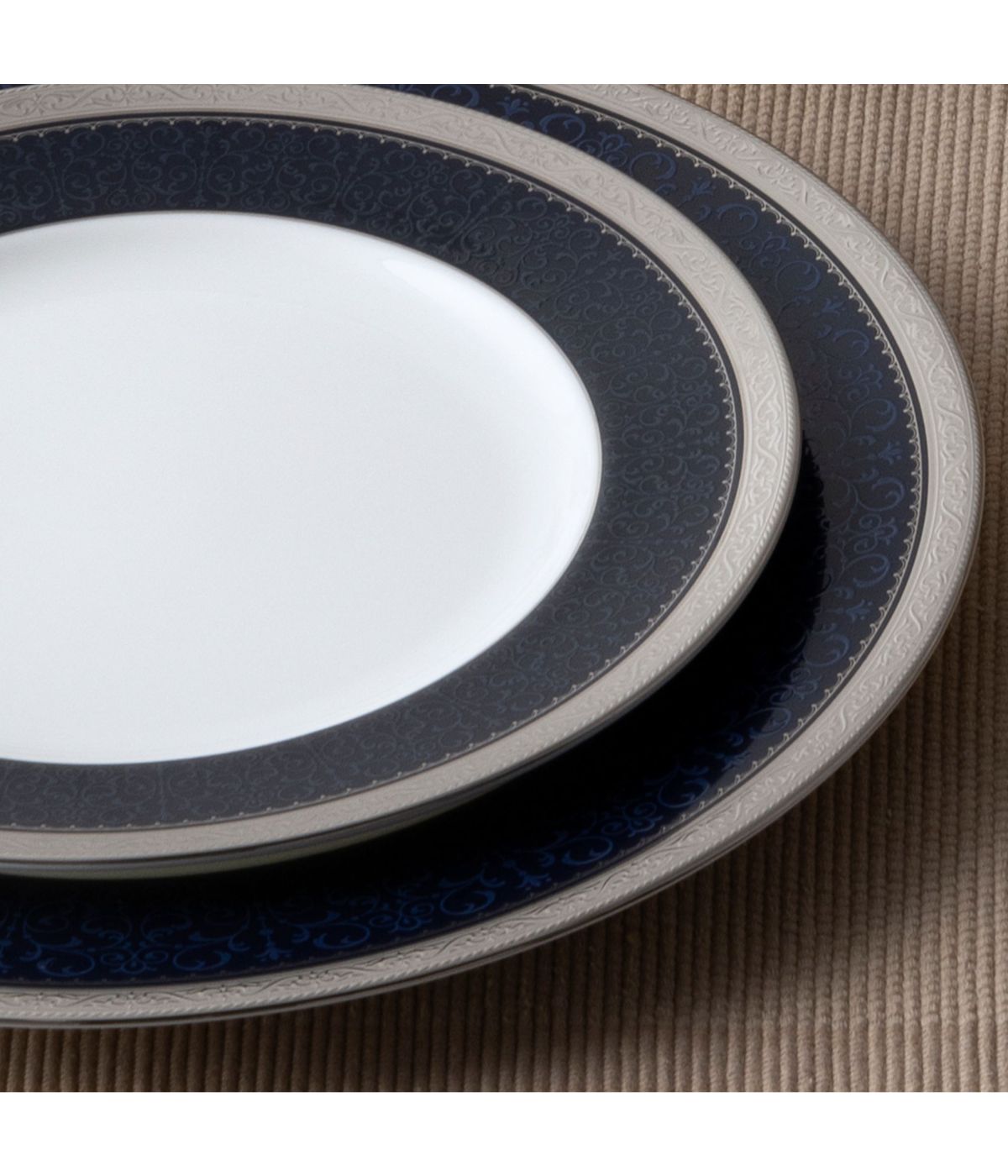  Noritake Odessa Set of 4 Salad Plates - Cobalt Platinum - Bonton