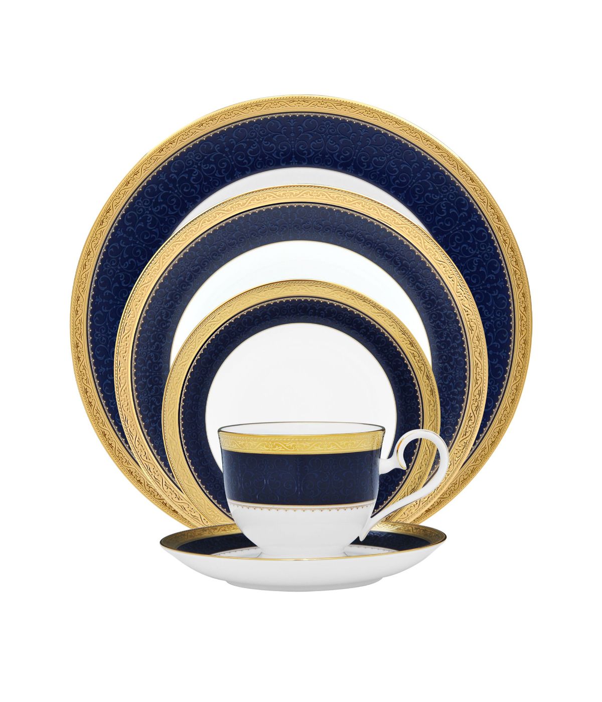  Noritake Odessa 5 Piece Place Setting - Cobalt Gold - Bonton