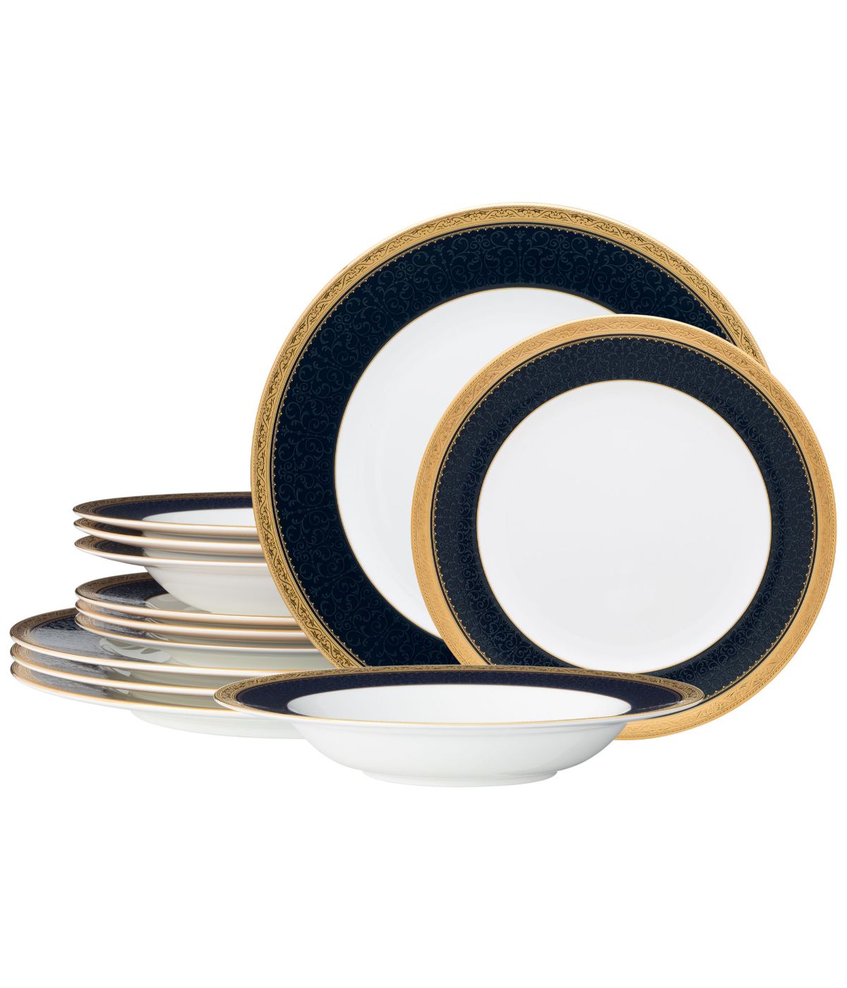  Noritake Odessa 12 Piece Set, Service for 4 - Cobalt Gold - Bonton