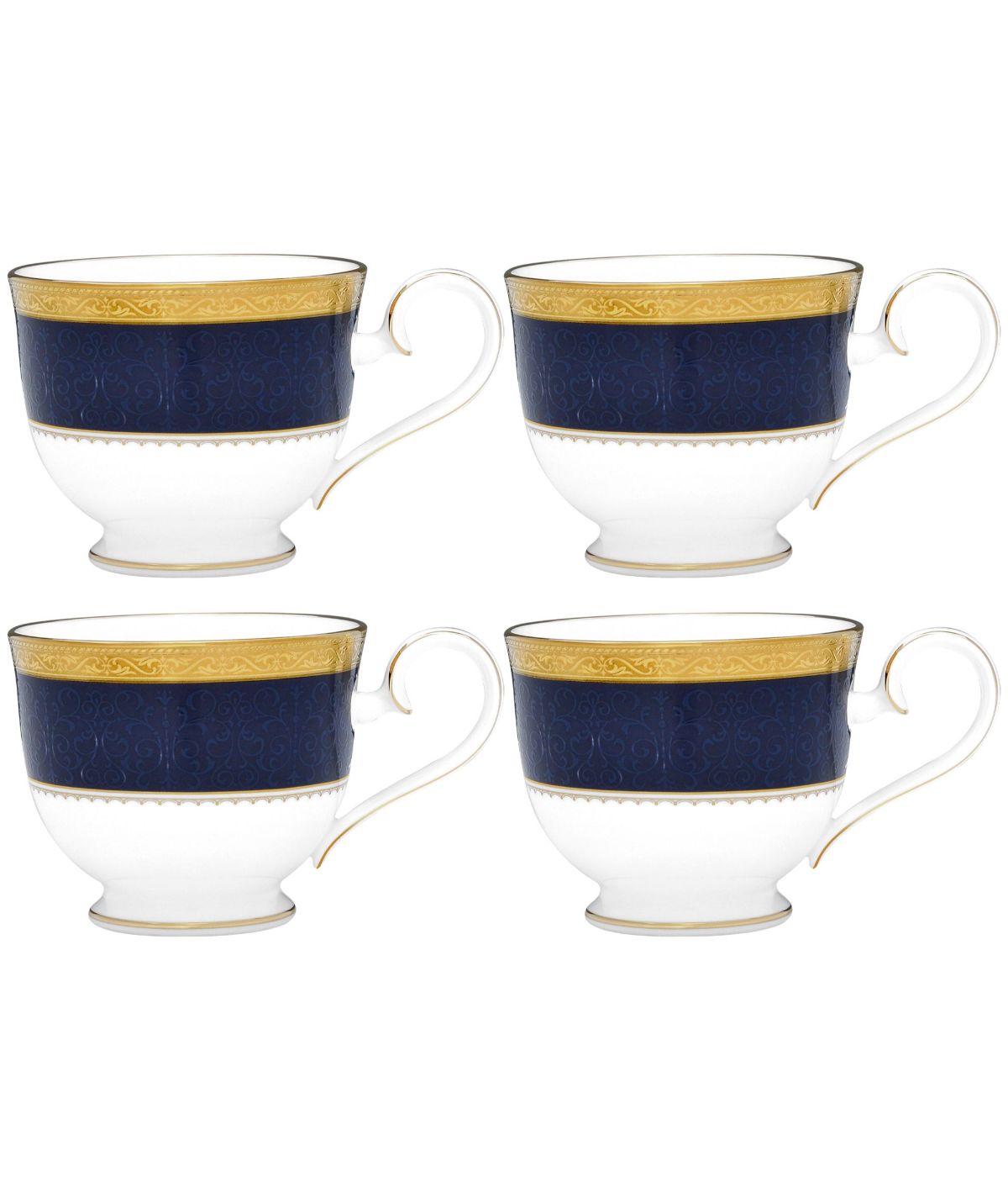  Noritake Odessa Set of 4 Cups - Cobalt Gold - Bonton