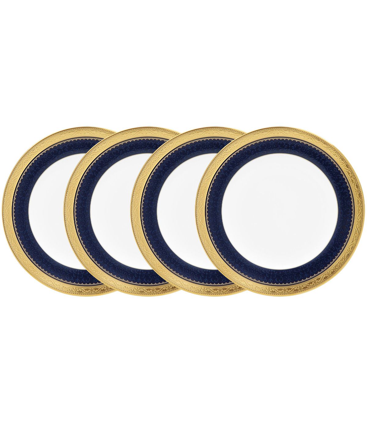  Noritake Odessa Set of 4 Bread & Butter/Appetizer Plates - Cobalt Gold - Bonton