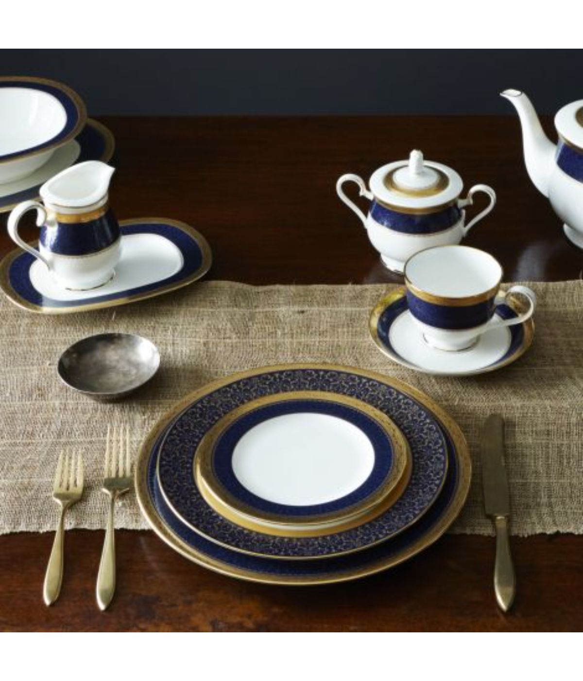  Noritake Odessa Set of 4 Bread & Butter/Appetizer Plates - Cobalt Gold - Bonton