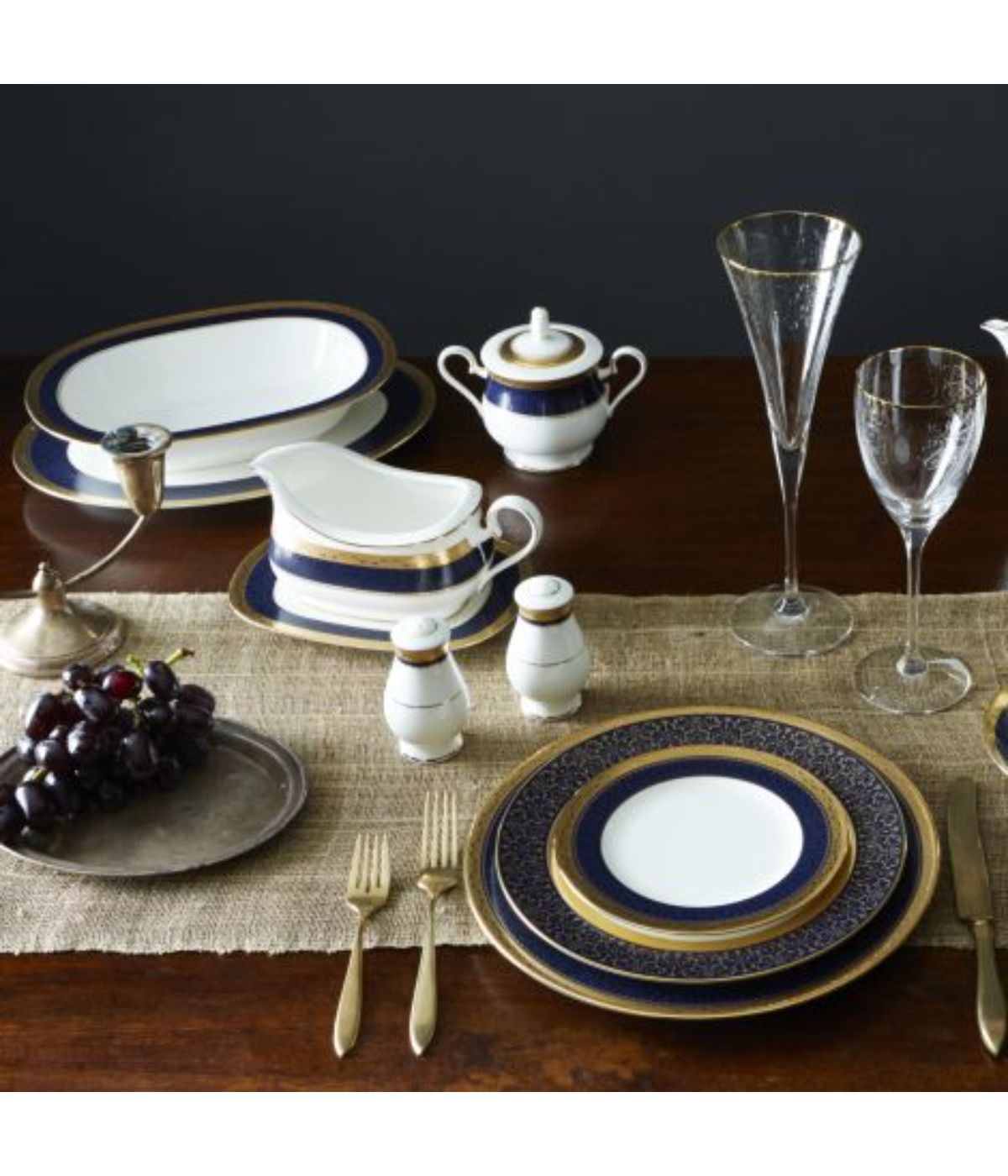  Noritake Odessa Oval Platter - Cobalt Gold - Bonton