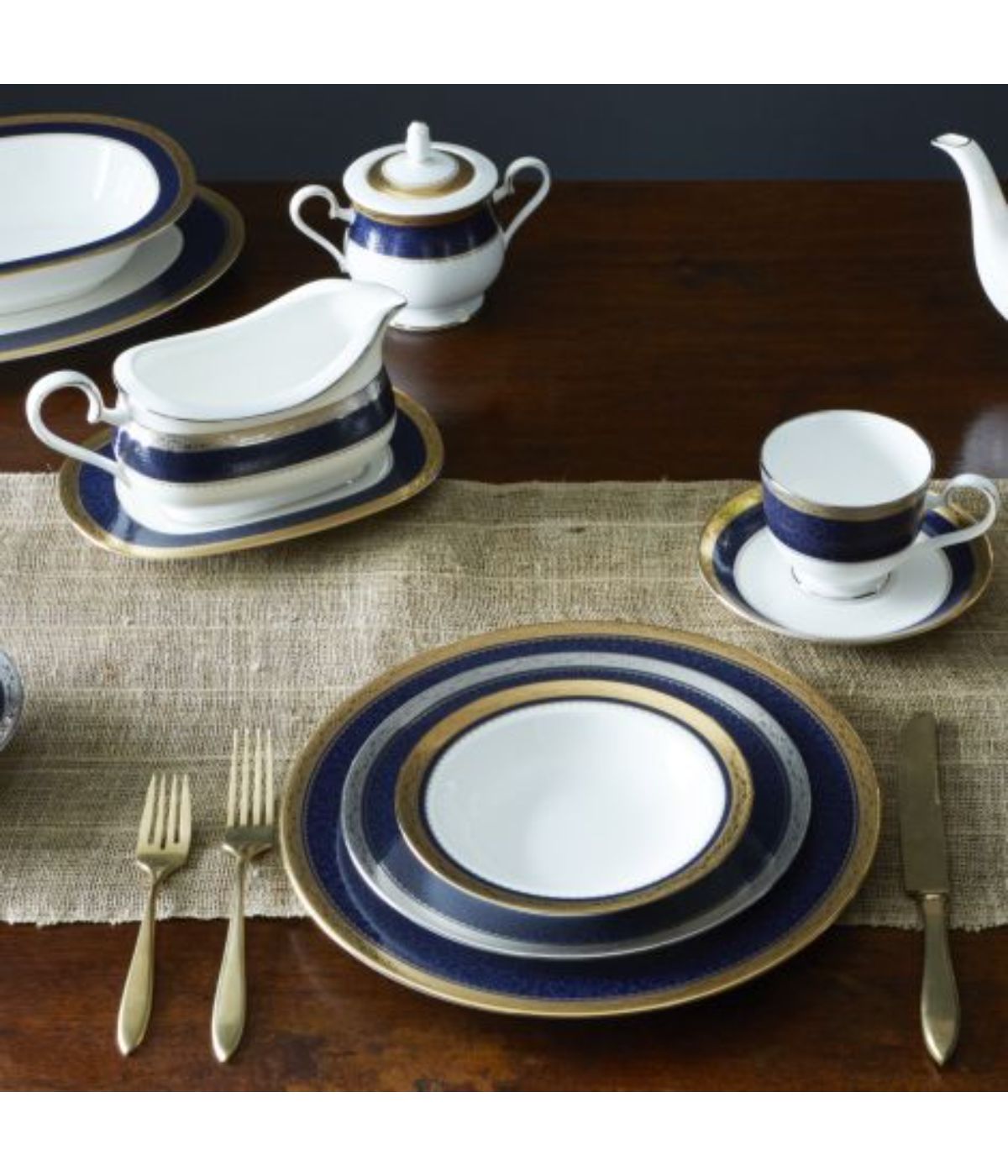  Noritake Odessa Oval Platter - Cobalt Gold - Bonton