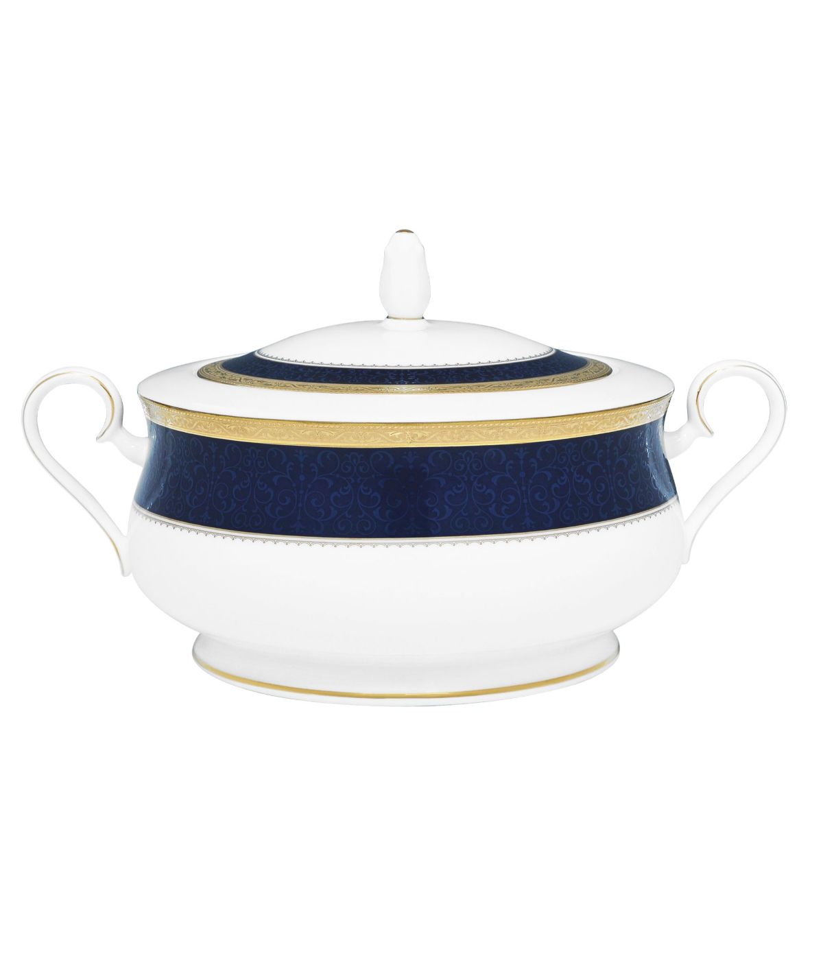  Noritake Odessa Covered Vegetable Bowl - Cobalt Gold - Bonton