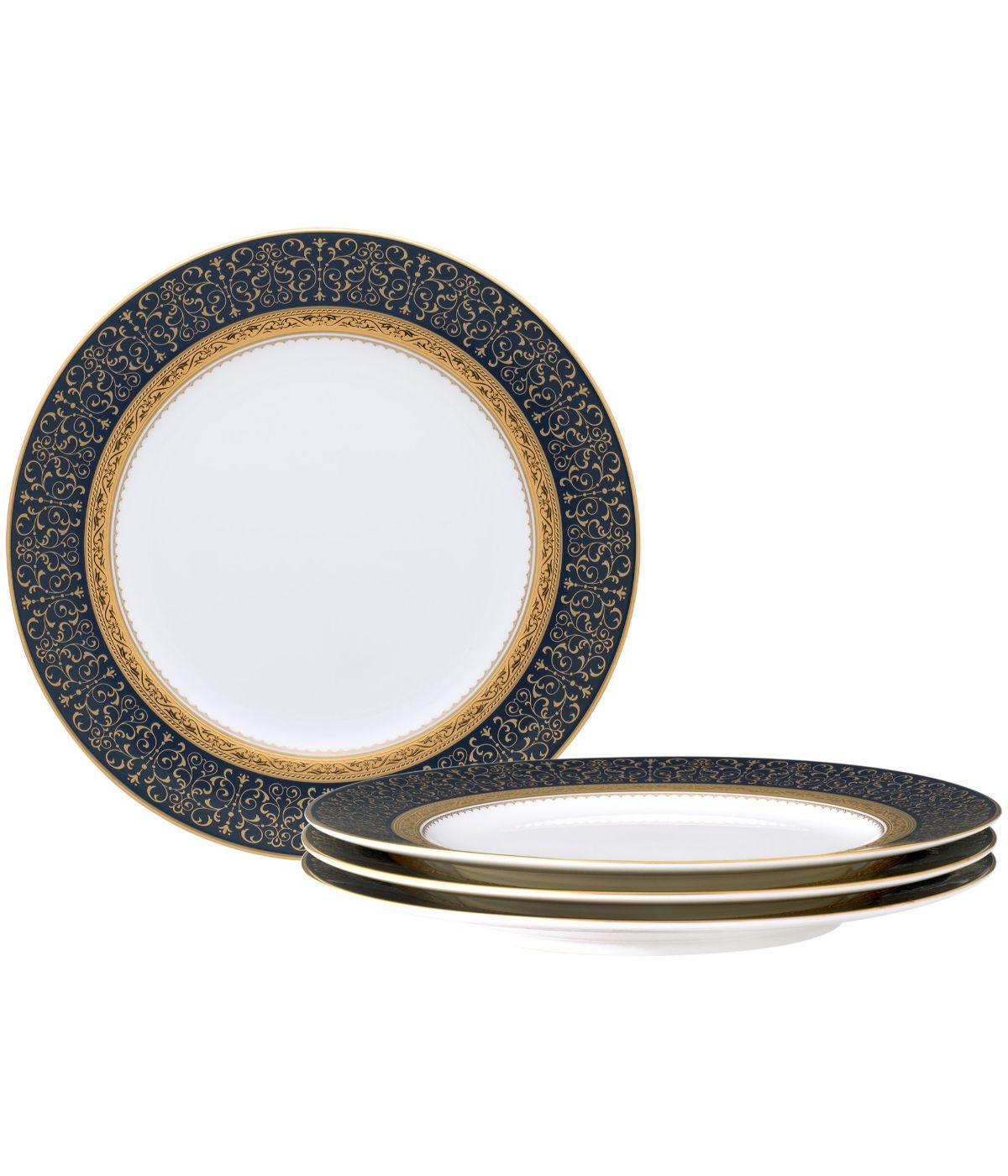  Noritake Odessa Set of 4 Accent Plates - Cobalt Gold - Bonton