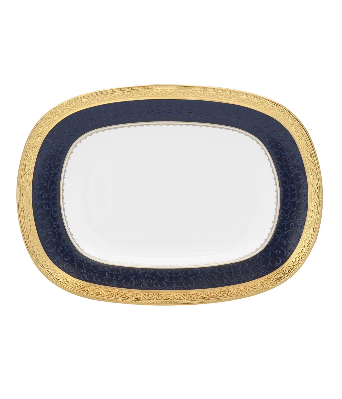  Noritake Odessa Butter/Relish Tray - Cobalt Gold - Bonton