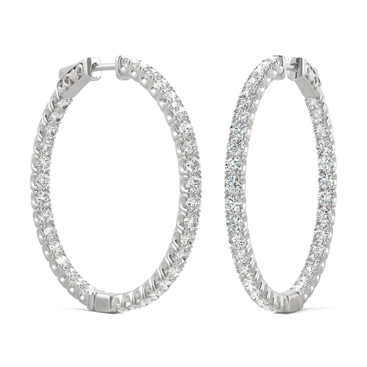  Charles & Colvard Charles & Colvard Moissanite Hoop Earrings - White Gold - Bonton