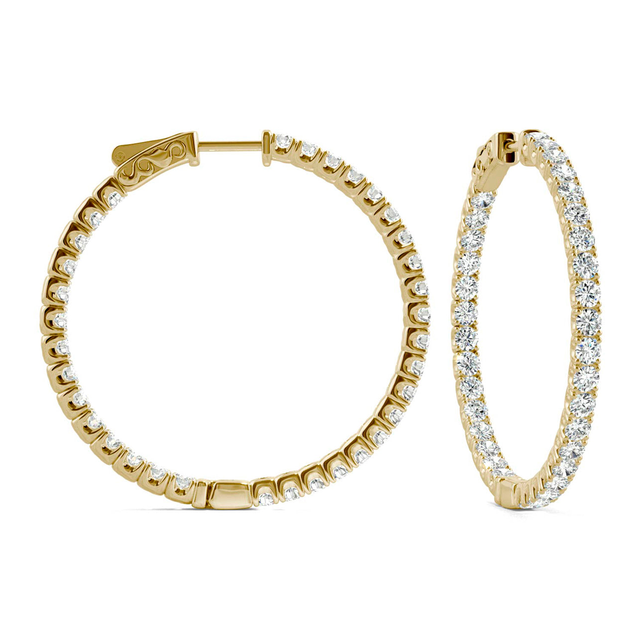  Charles & Colvard Charles & Colvard Moissanite Hoop Earrings - Yellow Gold - Bonton