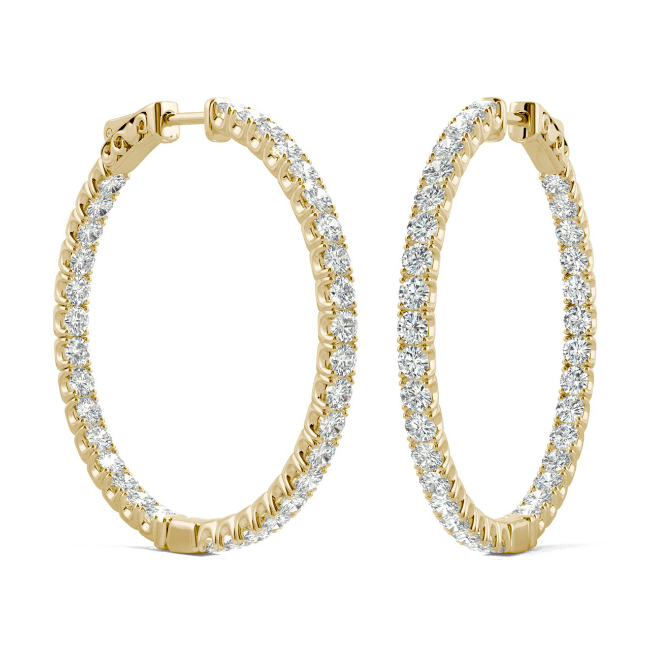  Charles & Colvard Charles & Colvard Moissanite Hoop Earrings - Yellow Gold - Bonton