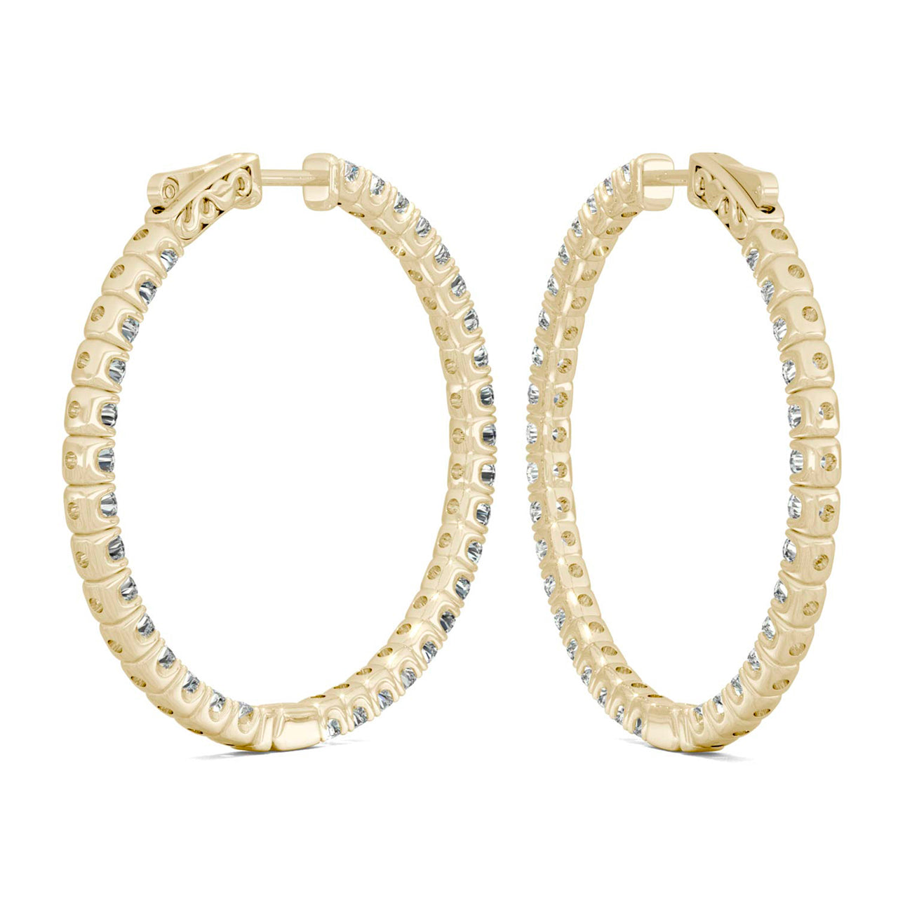  Charles & Colvard Charles & Colvard Moissanite Hoop Earrings - Yellow Gold - Bonton