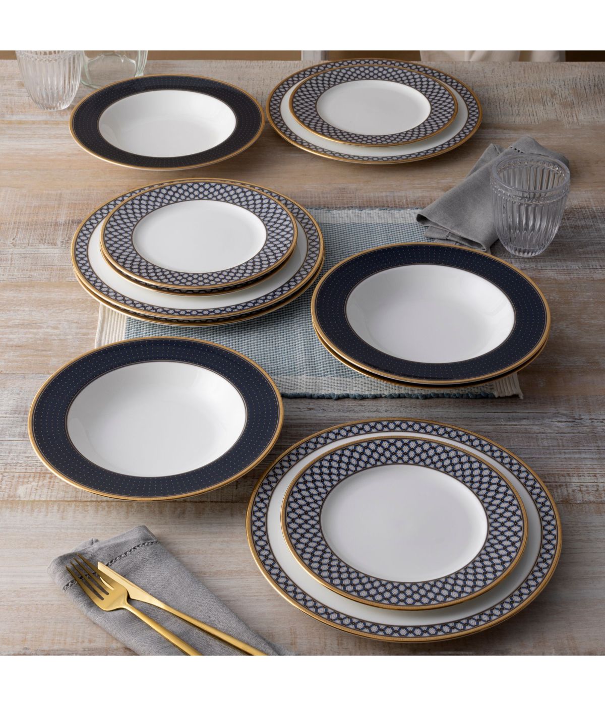  Noritake Blueshire 12 Piece Set, Service for 4 - Blue - Bonton