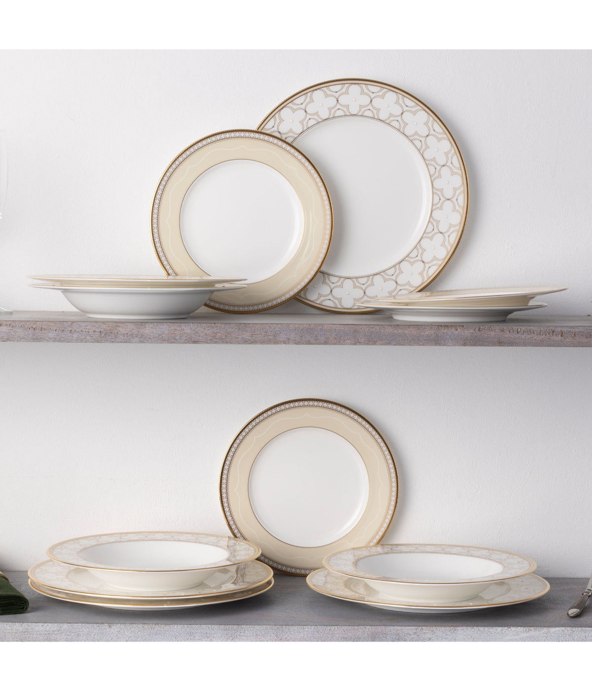  Noritake Trefolio Gold 12 Piece Set, Service for 4 - White - Bonton