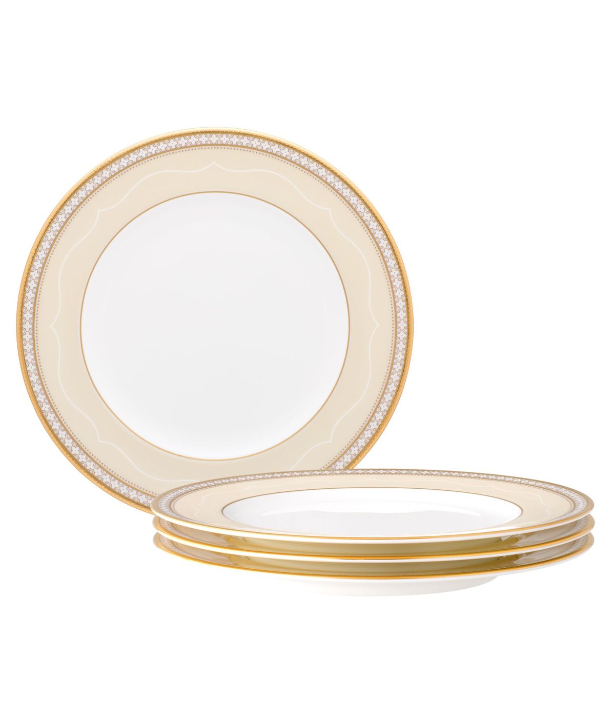  Noritake Trefolio Gold Set of 4 Salad Plates - White - Bonton