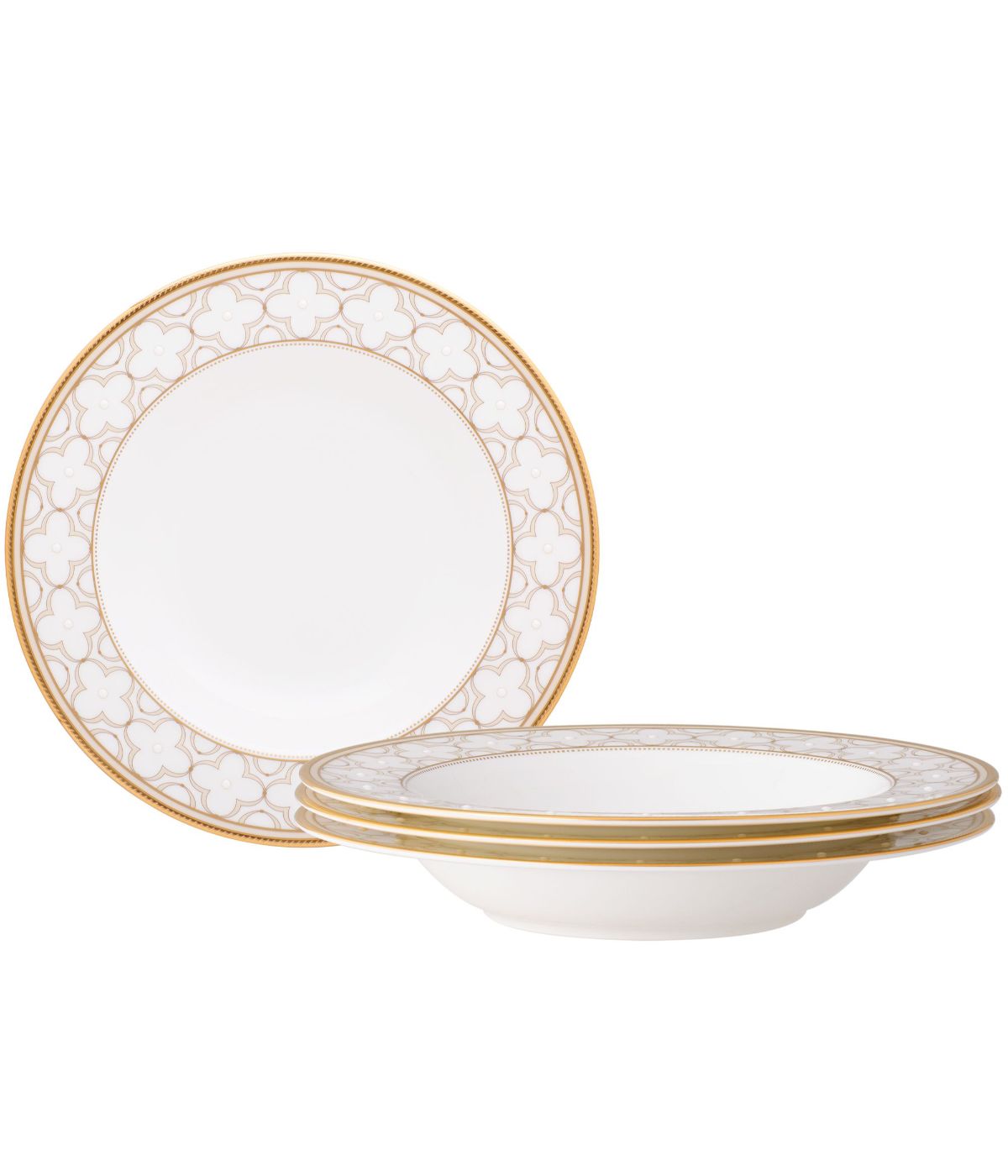  Noritake Trefolio Gold Set of 4 Soup Bowls - White - Bonton