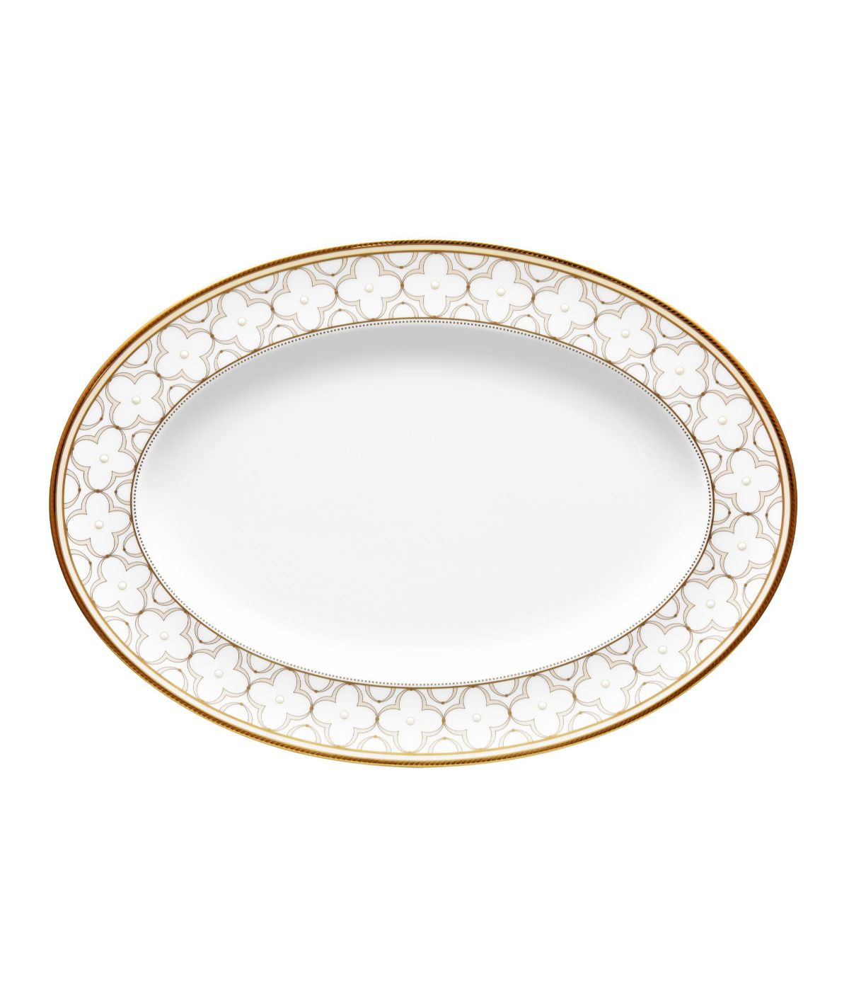  Noritake Trefolio Gold Oval Platter - White - Bonton