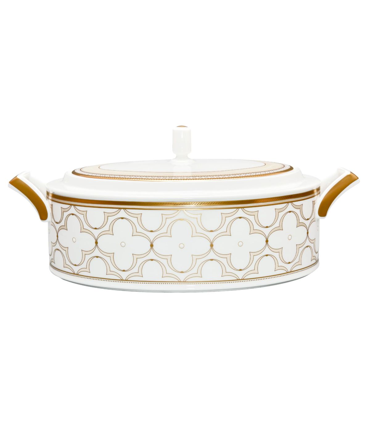  Noritake Trefolio Gold Covered Vegetable Bowl - White - Bonton