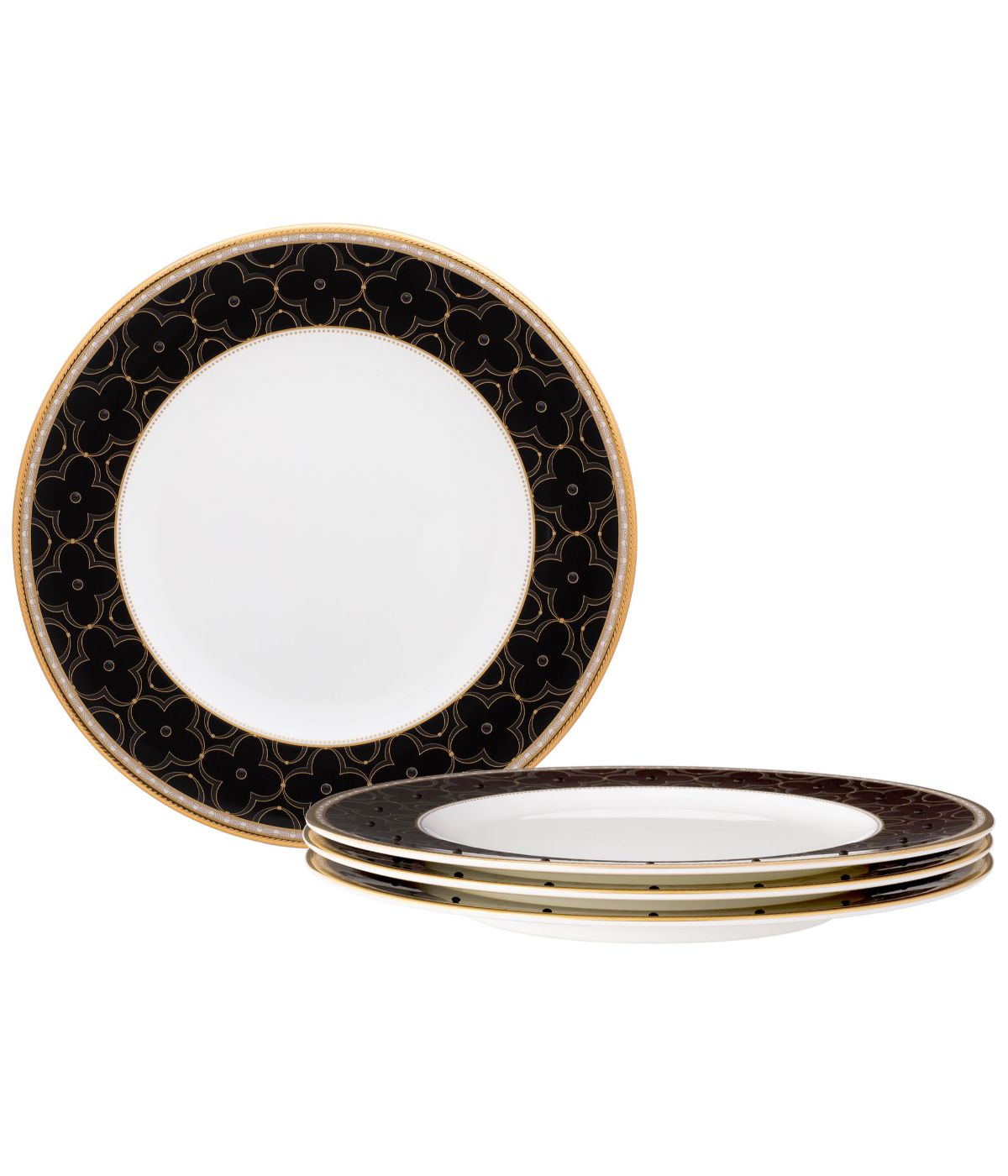  Noritake Trefolio Gold Set of 4 Accent Plates - White - Bonton