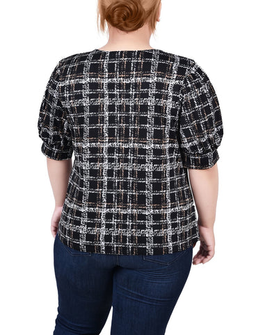 Short Sleeve Balloon Sleeve Top