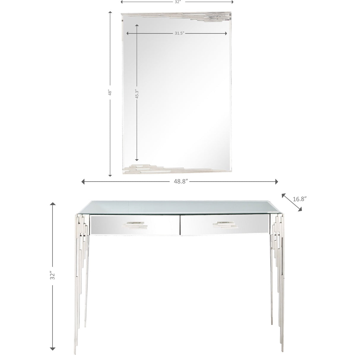  Skylar Wall Mirror and Console - Mirror - Bonton