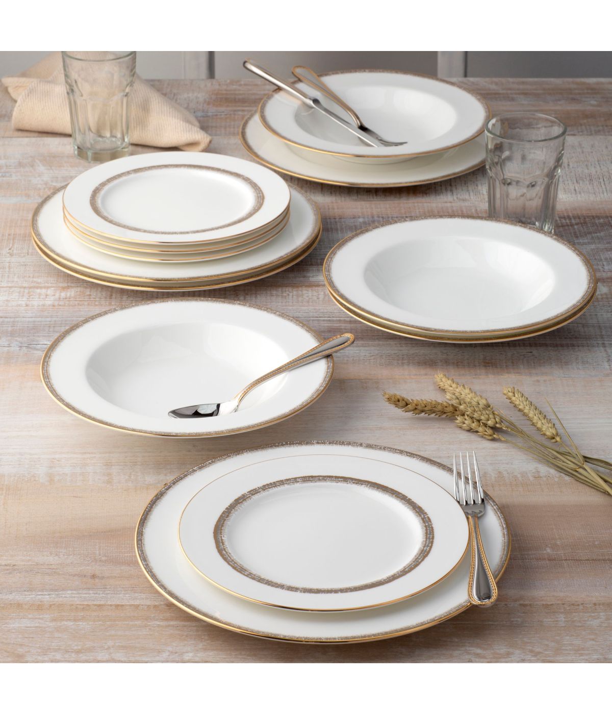  Noritake Haku 12 Piece Set, Service for 4 - White - Bonton