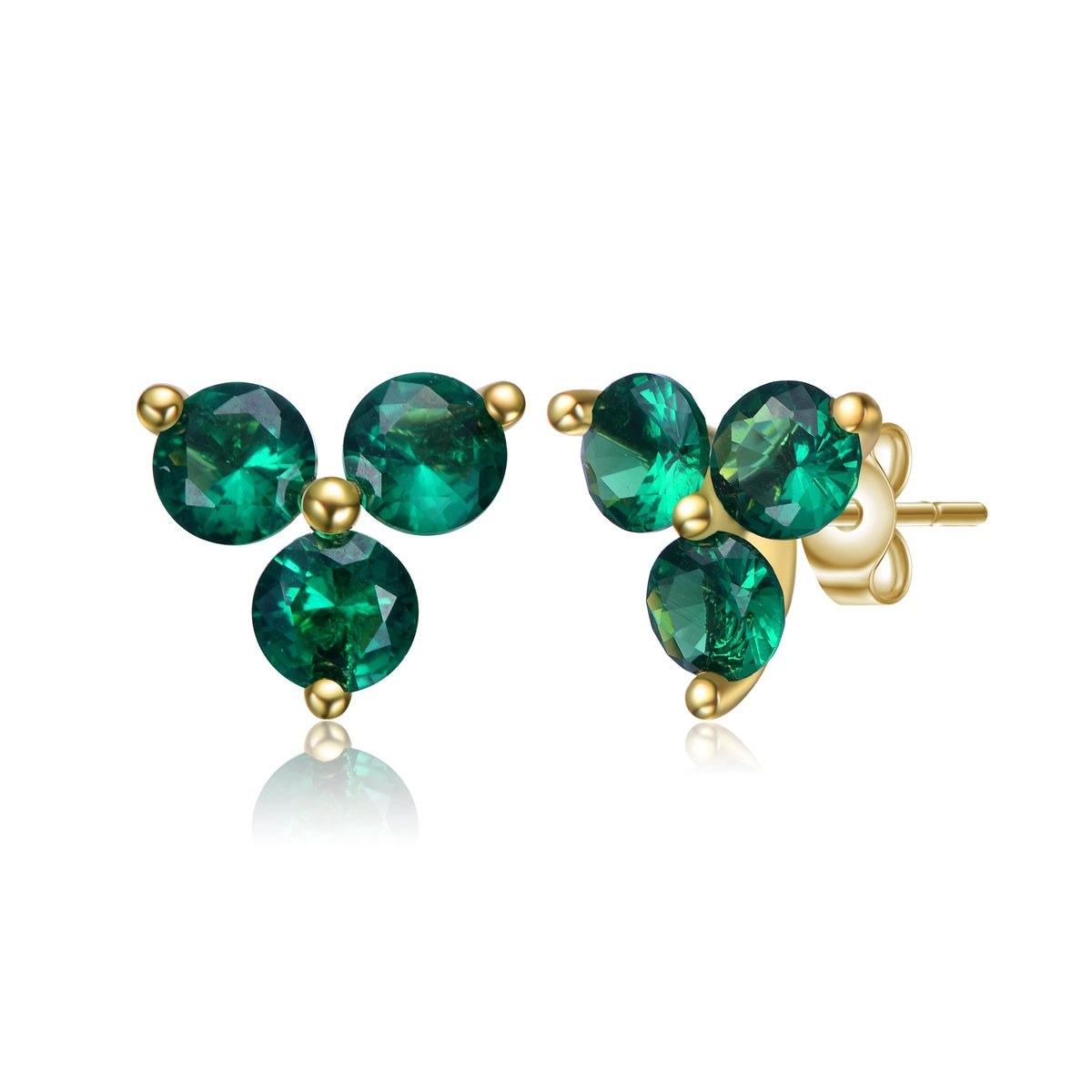  Rachel Glauber 14k Gold Plated Nano Red Cubic Zirconia Stud Earrings - Green - Bonton