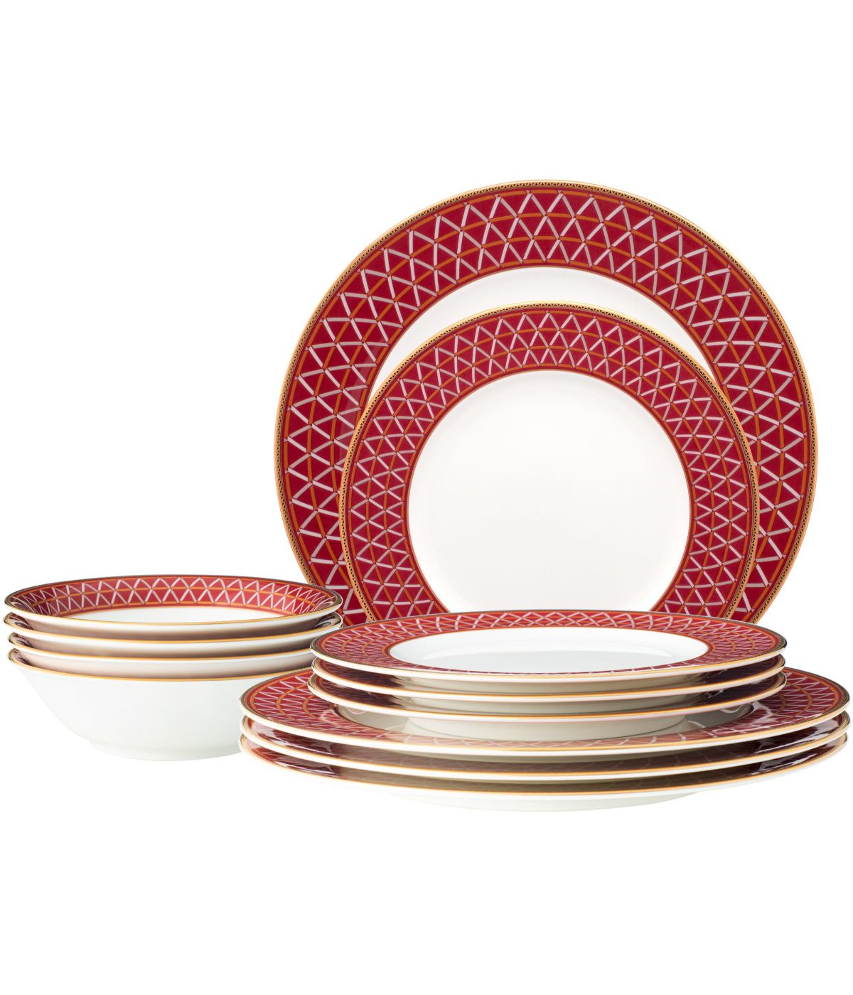  Noritake Crochet 12 Piece Set, Service for 4 - Red - Bonton