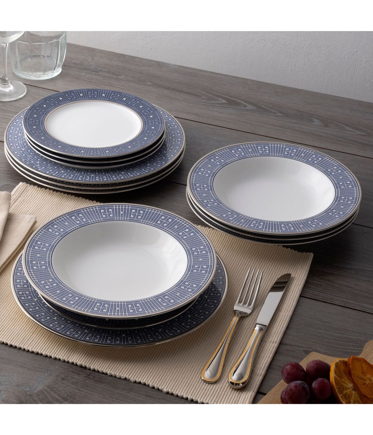  Noritake Infinity 12 Piece Set, Service for 4 - Blue - Bonton