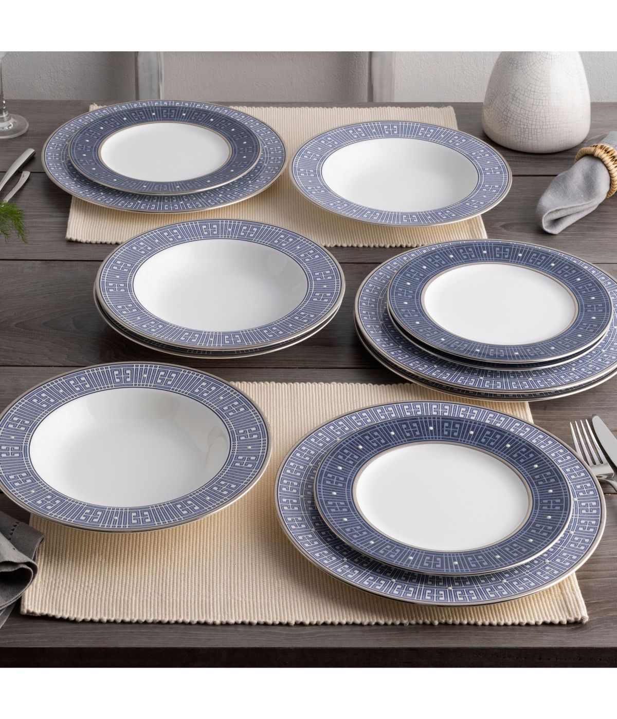  Noritake Infinity 12 Piece Set, Service for 4 - Blue - Bonton