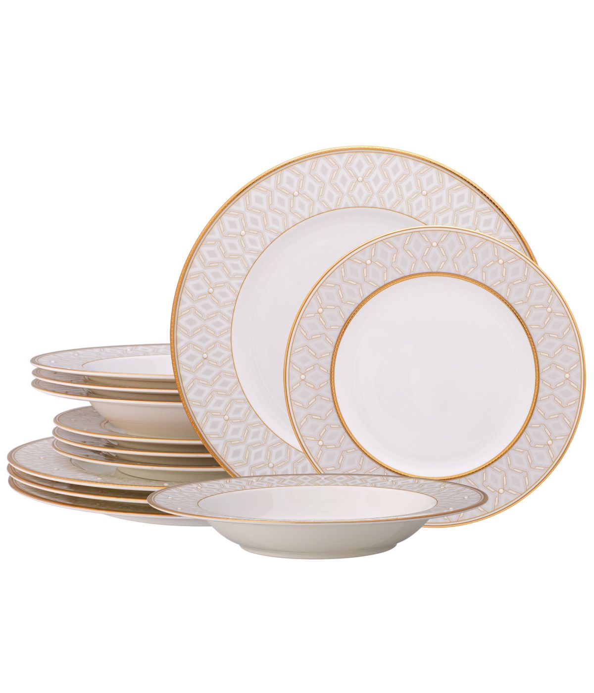  Noritake Noble Pearl 12 Piece Set, Service for 4 - White - Bonton