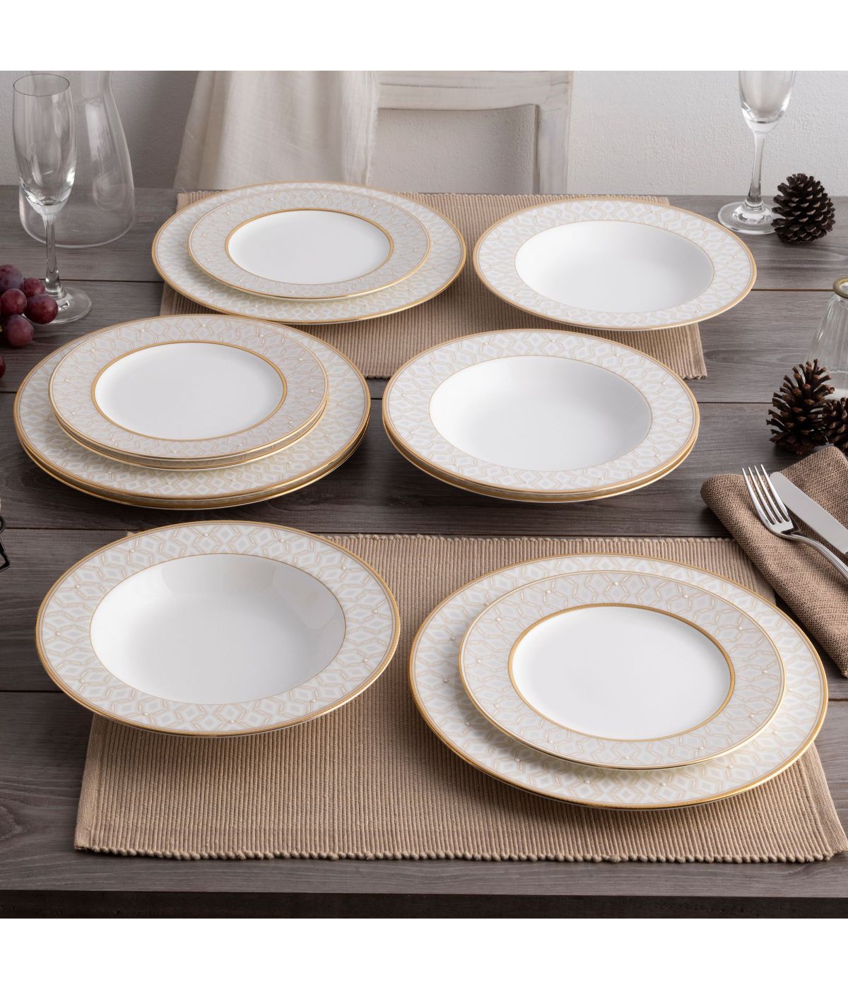  Noritake Noble Pearl 12 Piece Set, Service for 4 - White - Bonton